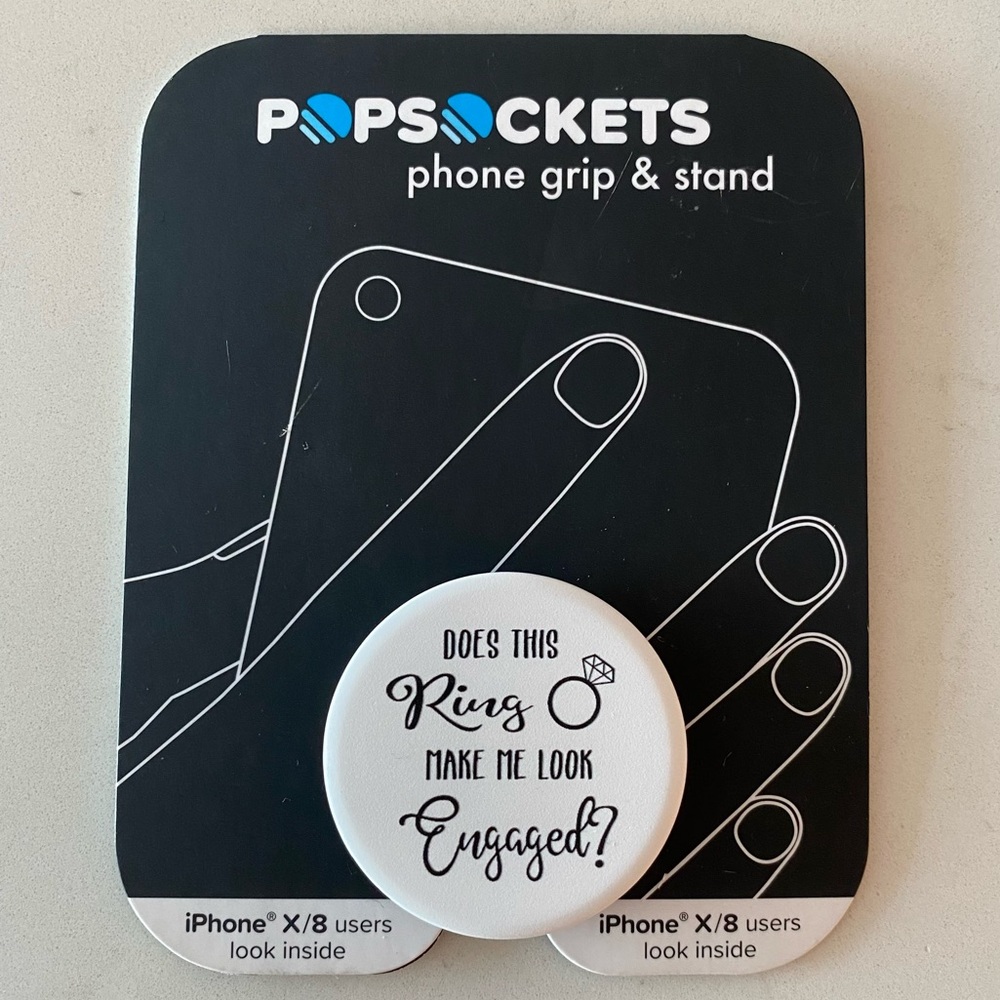 POPSOCKETS “Does This Ring Make Me Look Engaged?” White popsocket grip & stand